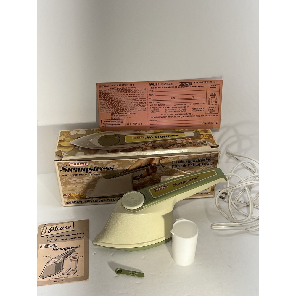 Vintage 1973 Osrow Steamstress SB15 Fabric Steam, NICE, Original Box & Paperwork